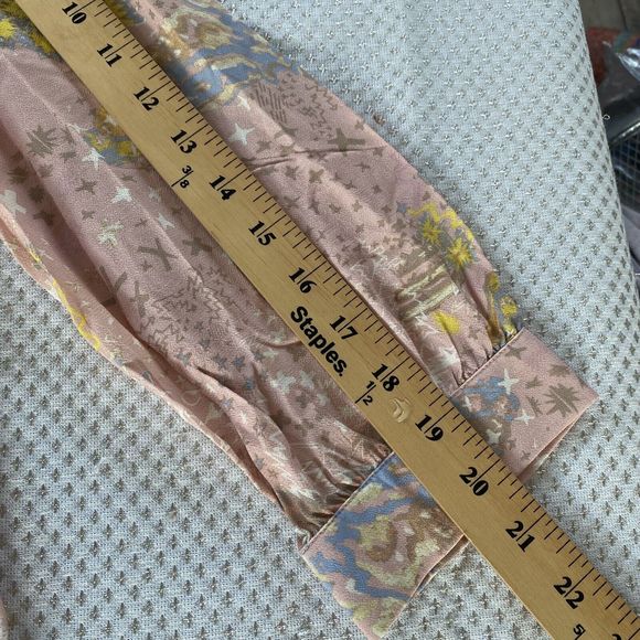 ZADIG & VOLTAIRE Tygg Print Glam Rock Shirt Pink Ruffle Blouse Large long sleeve - Picture 10 of 15